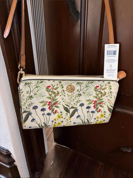 Tory Burch Handbags - Tory Burch Cream Floral Crossbody with Tan Strap